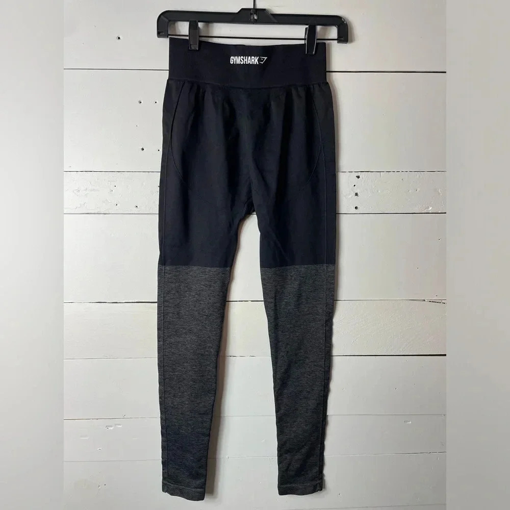 Gymshark Two Tone Marl Gray Black Seamless Leggings